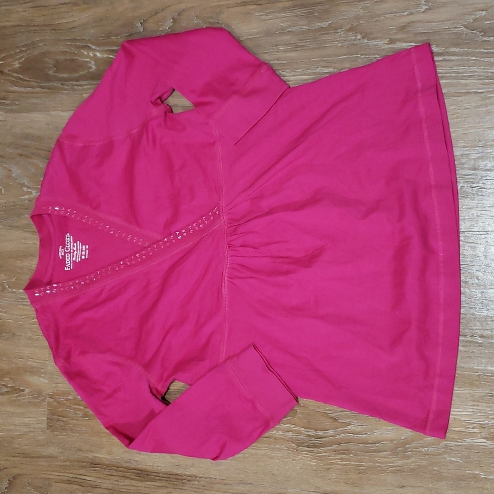 (M) Faded Glory Quality Goods 100% Organic Cotton Beaded Empire Waist Casual